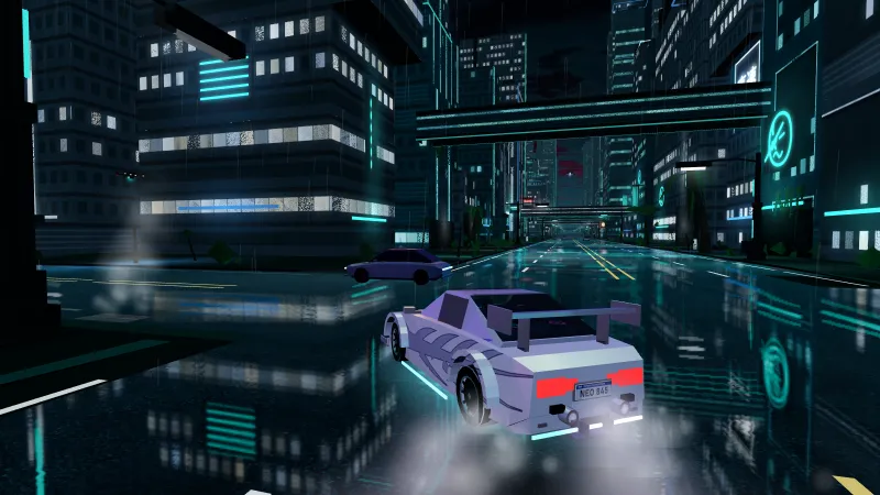 JDM coupe drifting sideways through a neon night street with tyre smoke